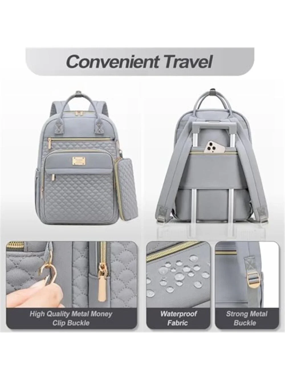 Women Laptop Backpack 15.6 Inch Work Travel Bookbag with Wallet Water Resistant